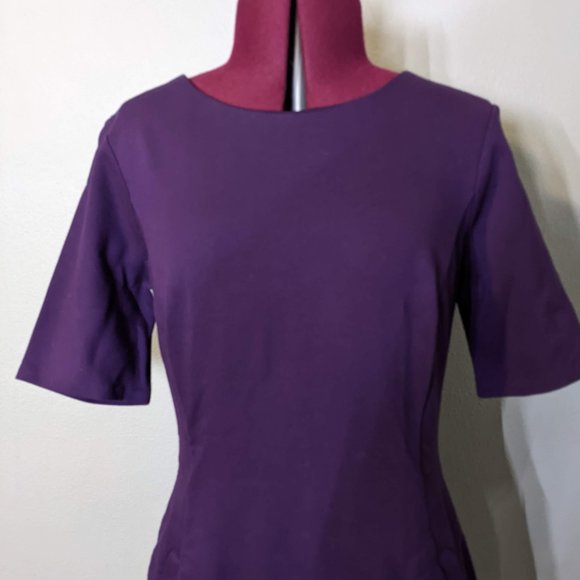 Purple Lands' End Ponte Pencil Dress with Pockets 4p - Picture 2 of 5